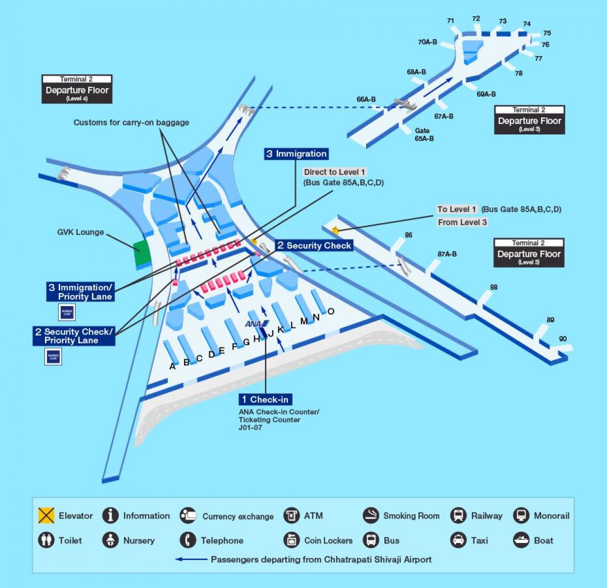 Мумбаију Међународни аеродром терминал 2 Шема