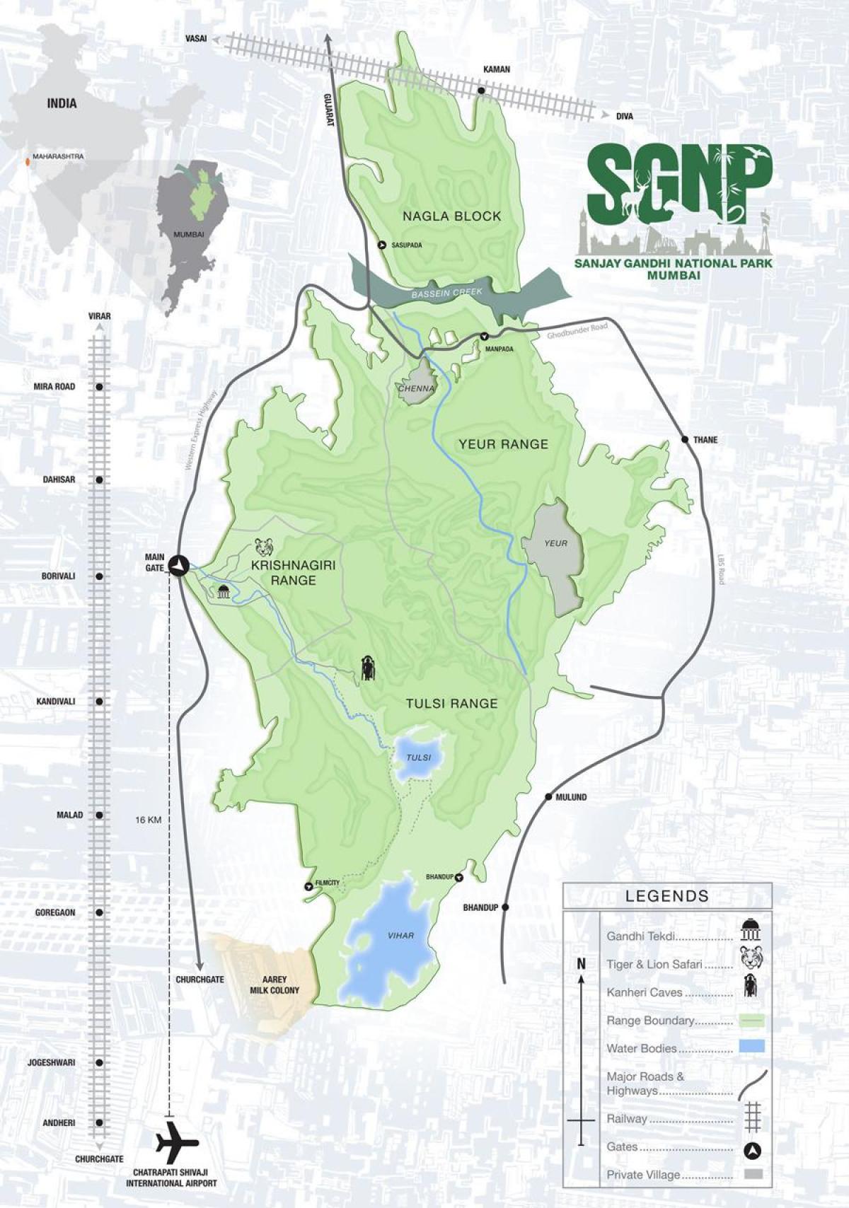 карта национални парк Сањаи Ганди