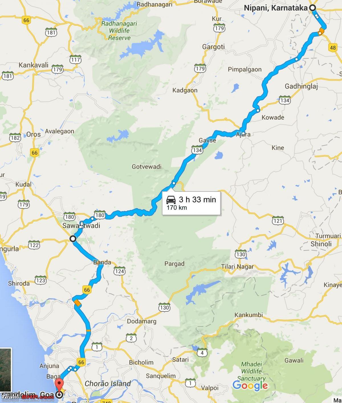 Мумбаију до Гоа аутопута карта