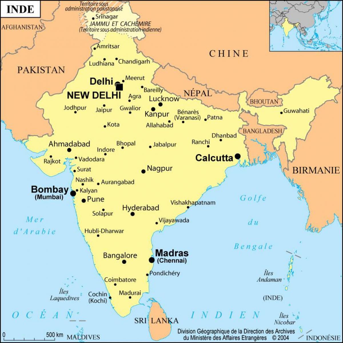 карта Бомбај, Индија