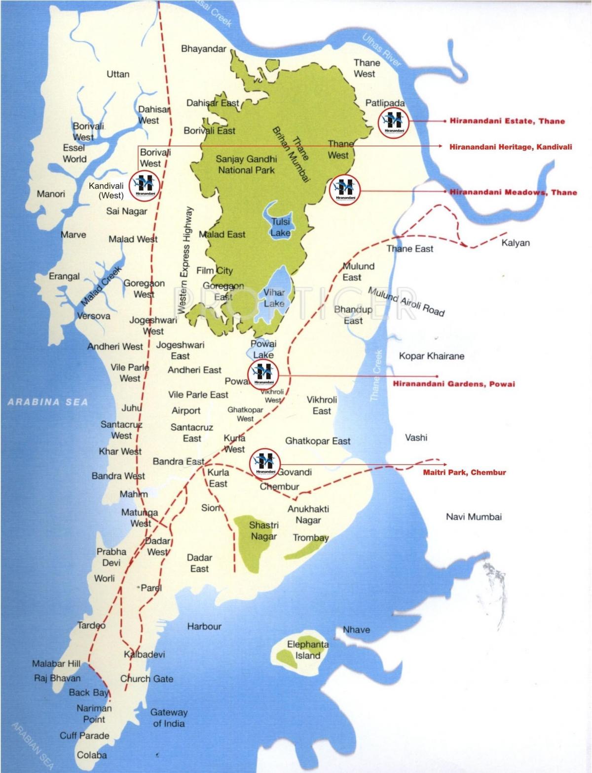 карта Колаба у Мумбаију
