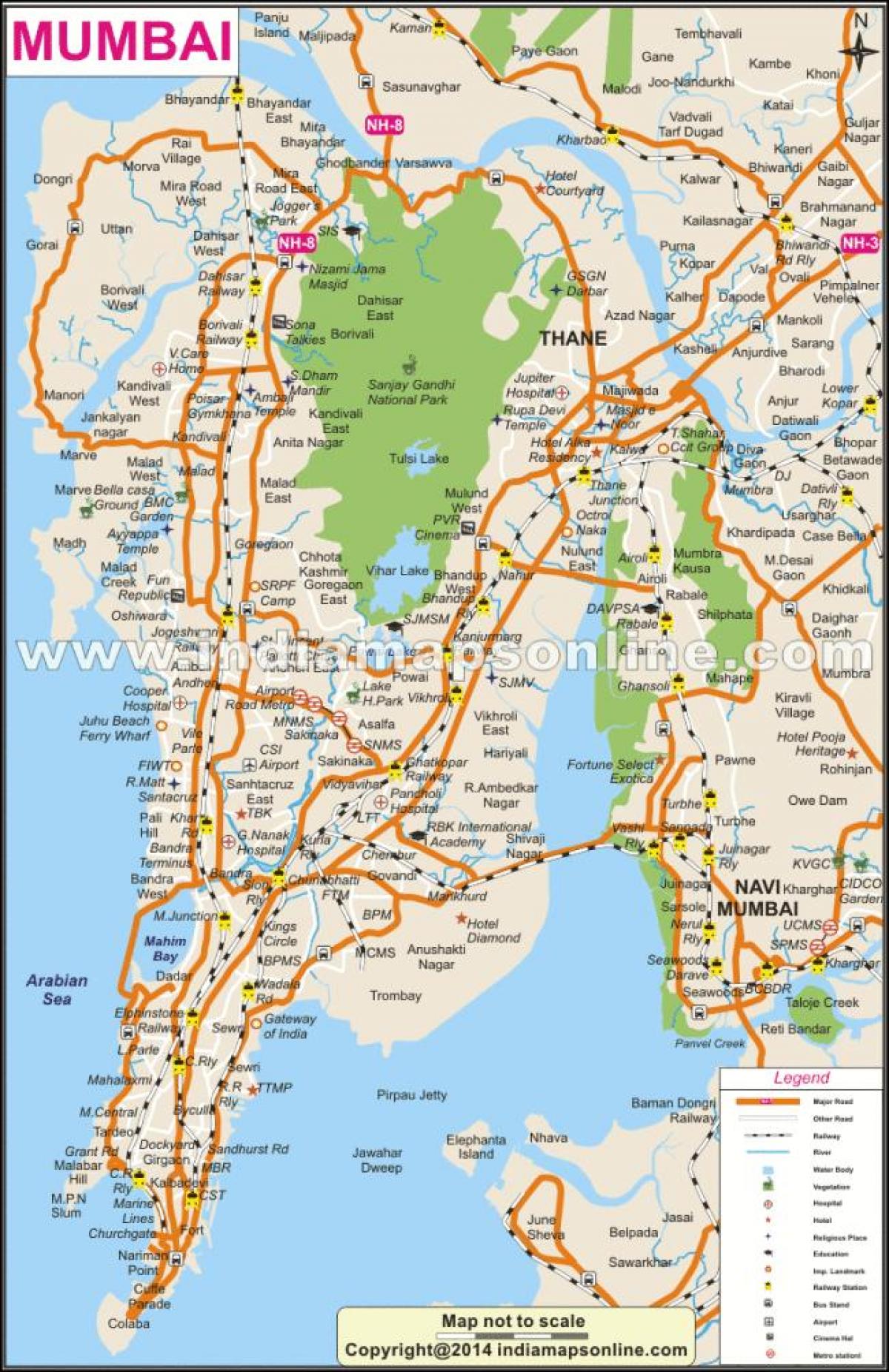 детаљна мапа Мумбаију