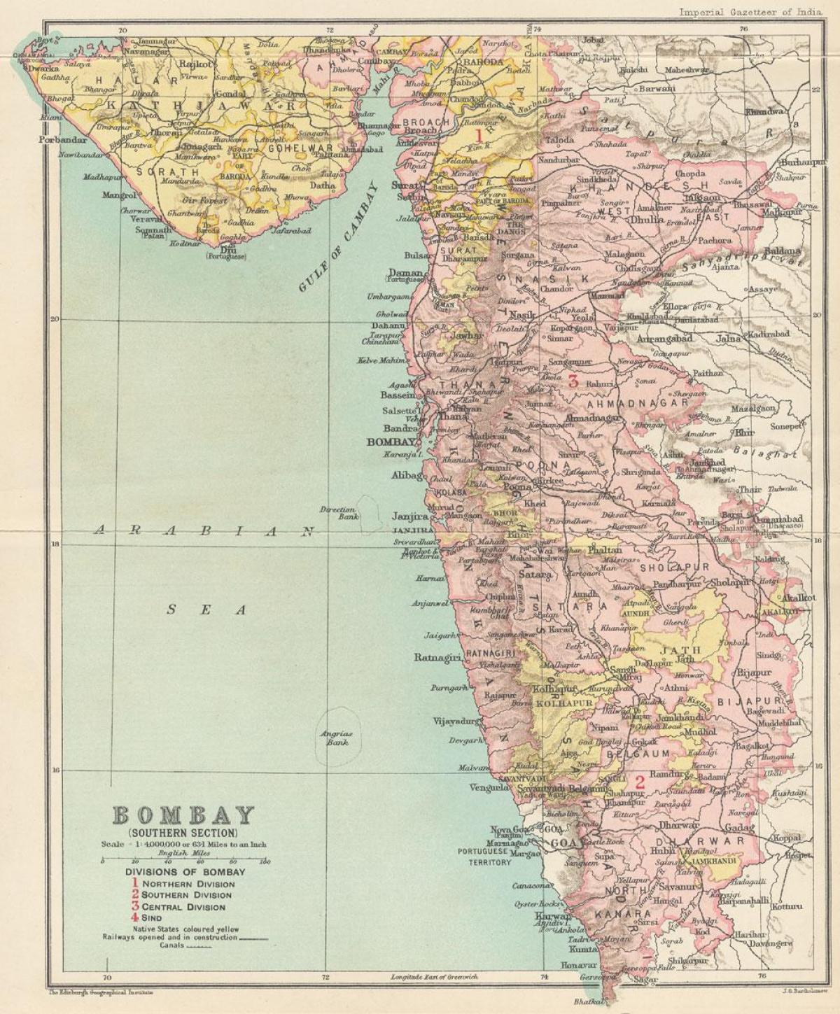 карта председништва Бомбај