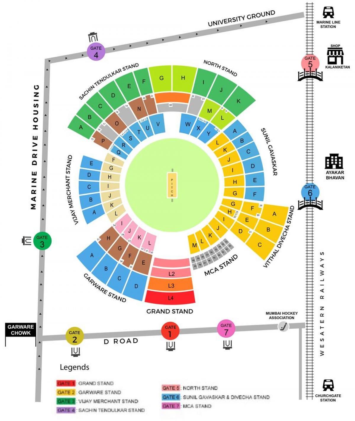 карта стадион Ванкхед
