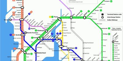 Локални воз на мапи у Мумбаију