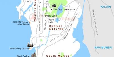 Карта Мумбаију туристичка места